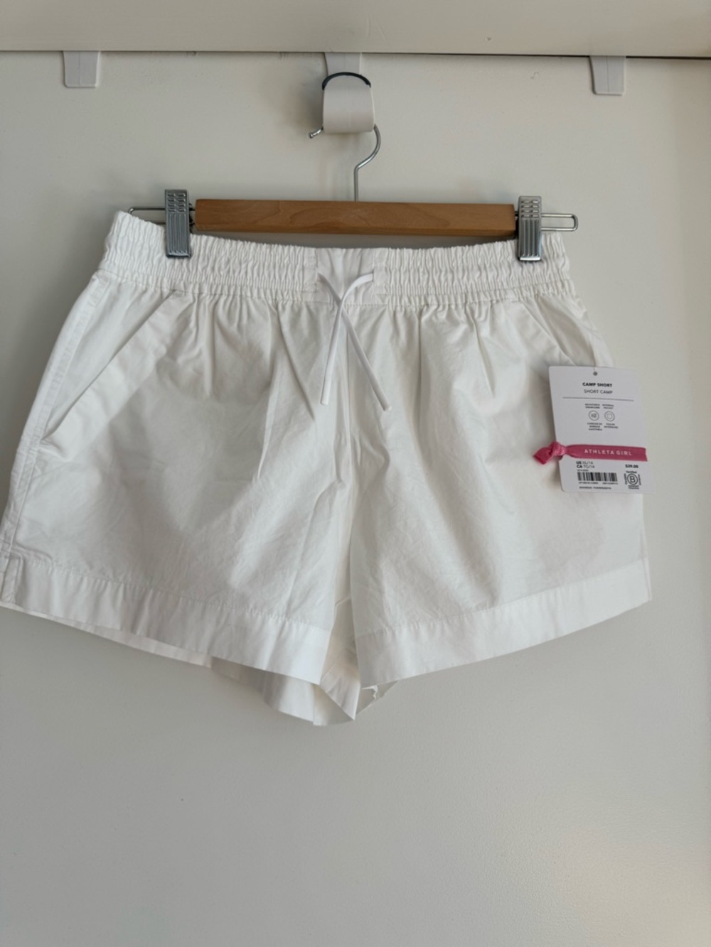 Athleta Girls White Drawstring Elastic-Waist Athletic Shorts